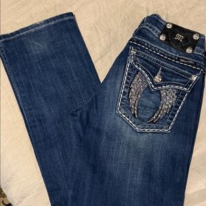 Miss Me Indigo fallen angel  Boot Cut Jeans with Crystal Accents